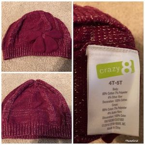 Toddler hat cute with bow and gold yarn